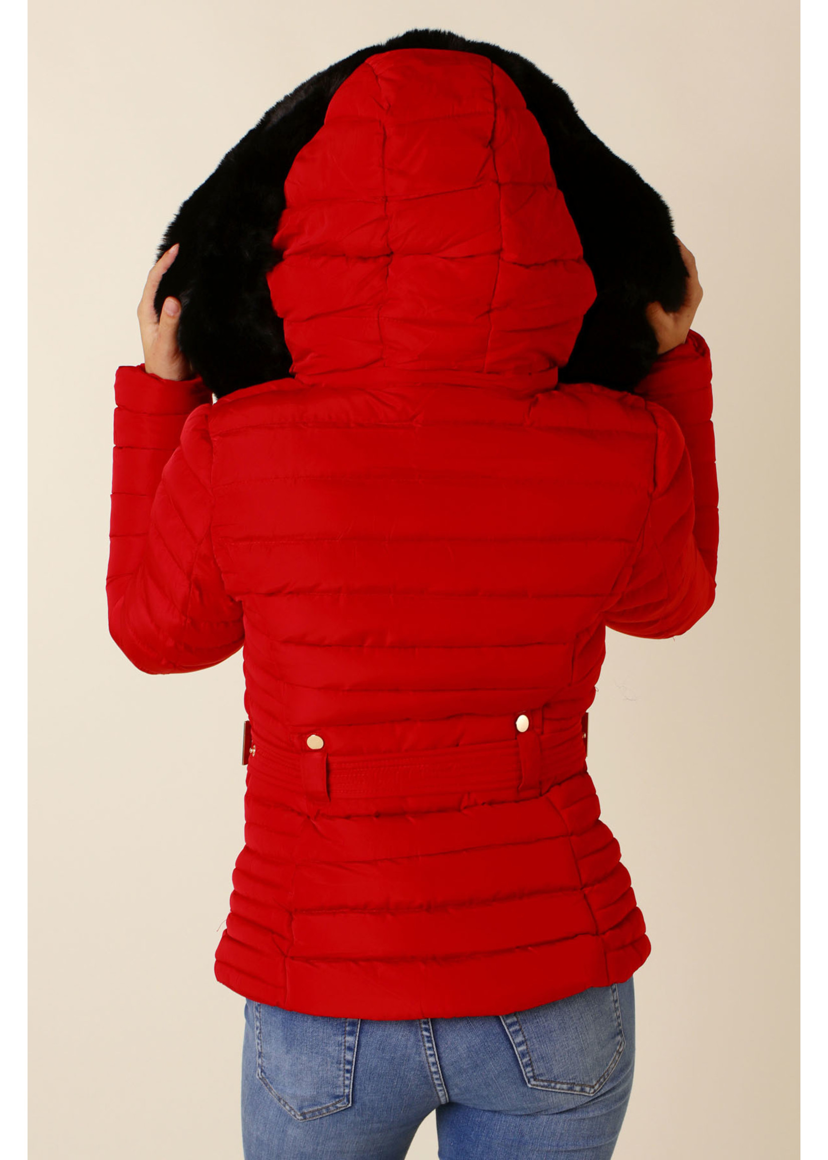Wulux Jacket with Fur & Hood - RED