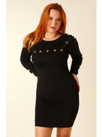 Allyson Fitted Dress Buttons - BLACK