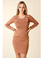 Allyson Fitted Dress Buttons - TAUPE