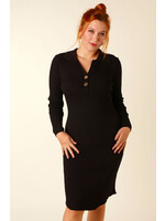 Allyson Fitted Dress 2 Buttons - BLACK