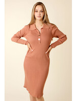 Allyson Fitted Dress 2 Buttons - TAUPE