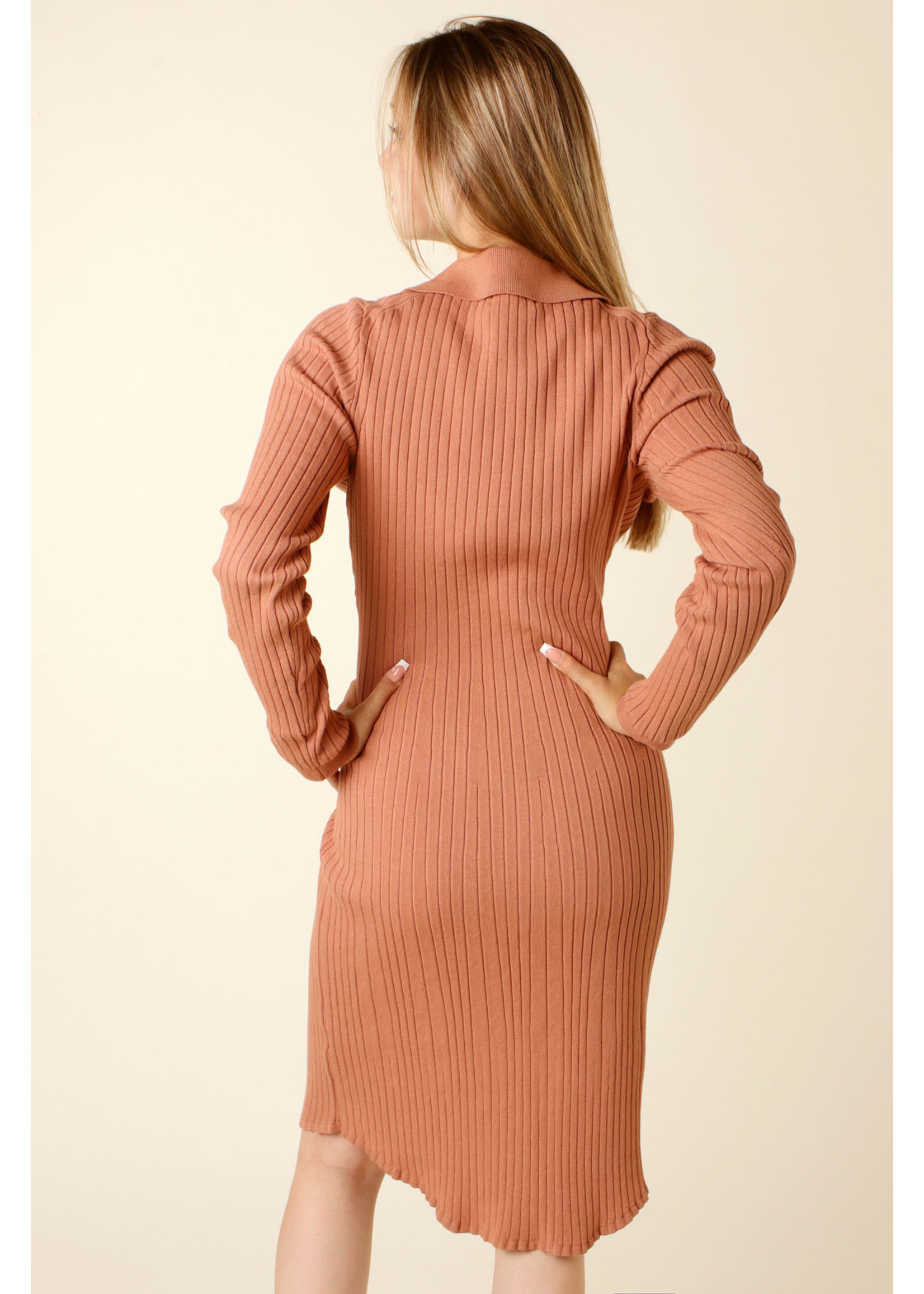 Allyson Fitted Dress 2 Buttons - TAUPE