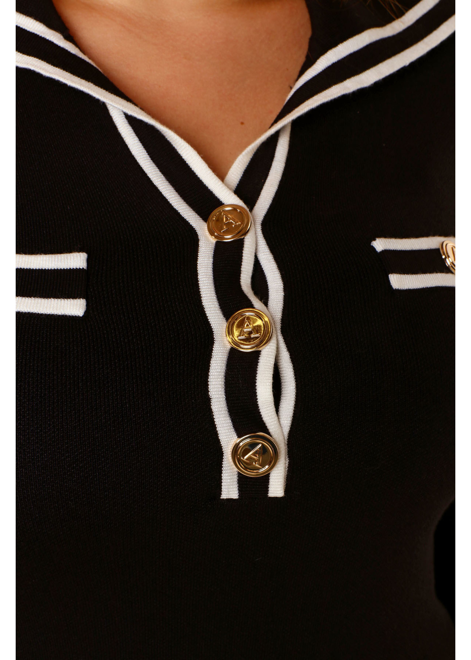 Showny Fitted Dress Marine - BLACK