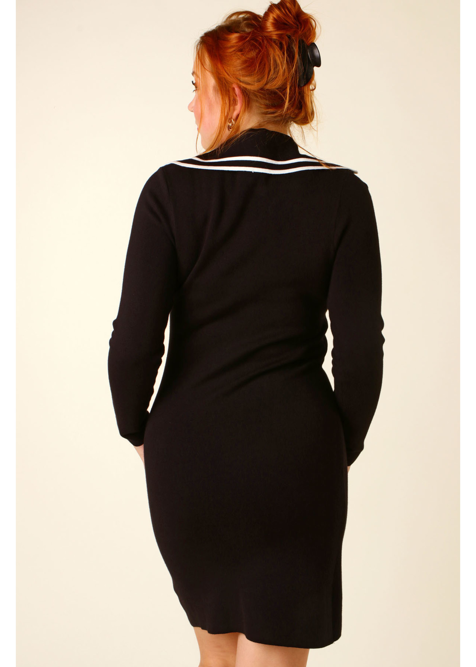 Showny Fitted Dress Marine - BLACK