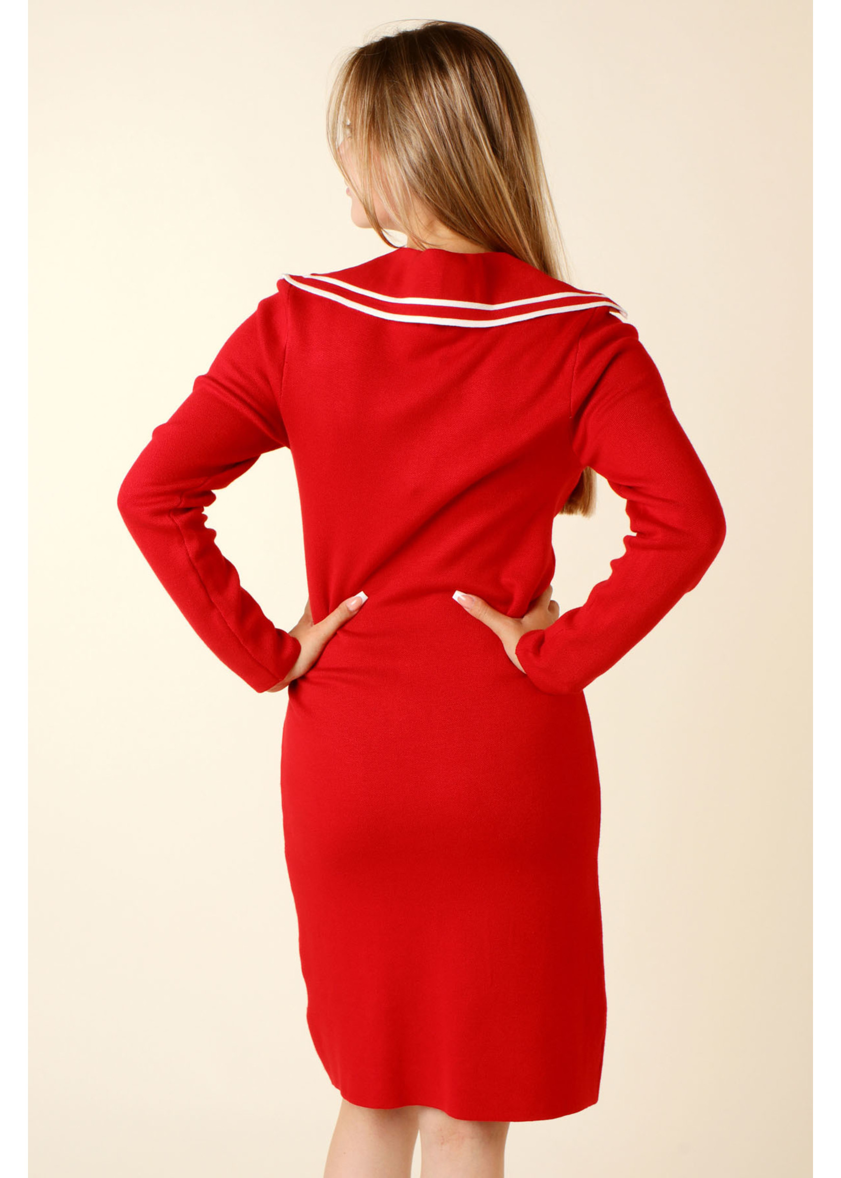 Showny Fitted Dress Marine - RED
