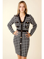 Allyson Fitted Dress Buttons - BLACK n WHITE