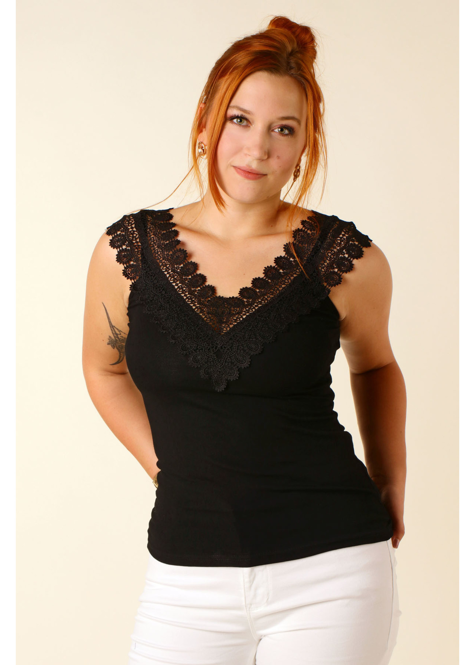 Giracoo TOP with lace - BLACK