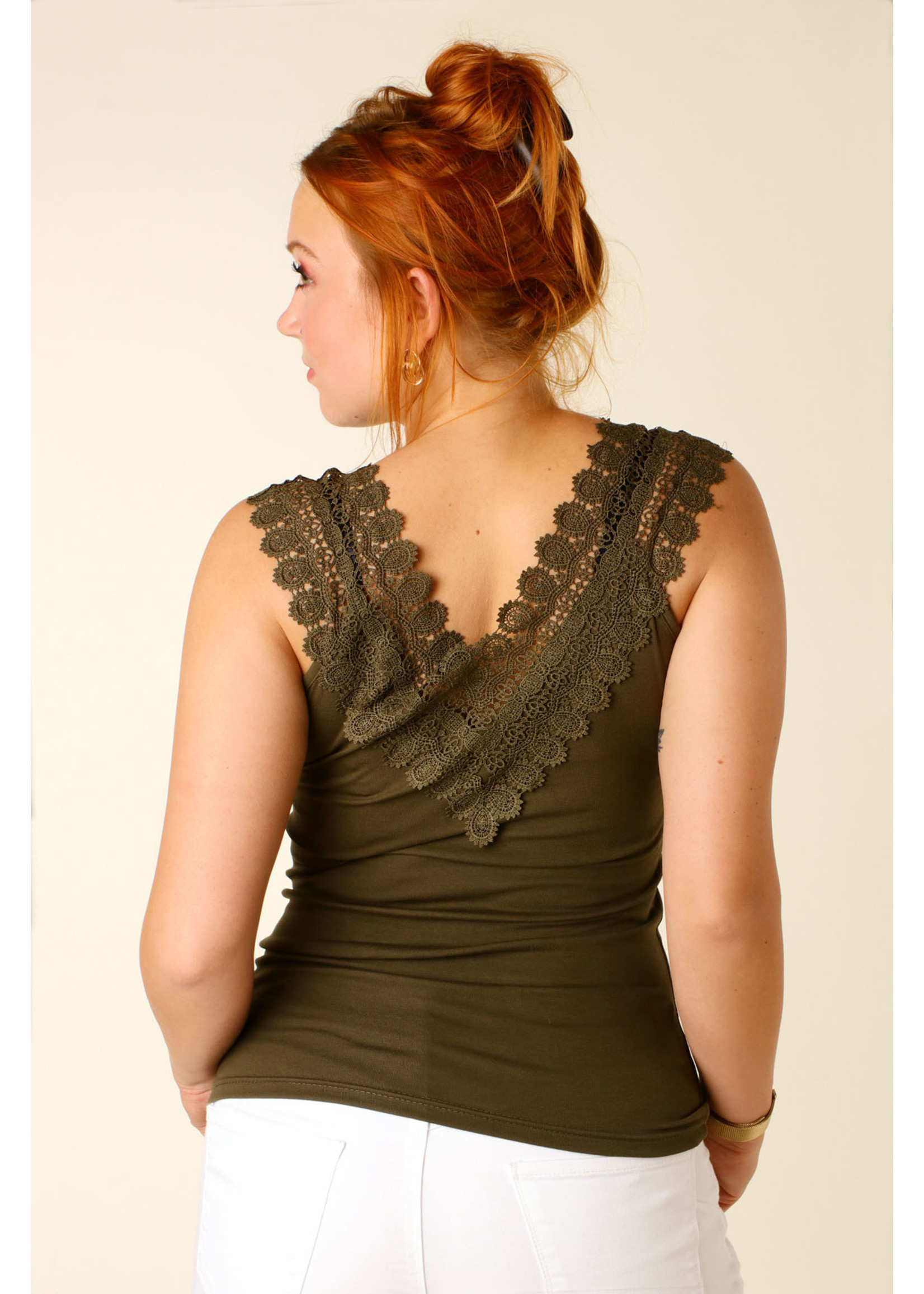 Giracoo TOP with lace - KHAKI