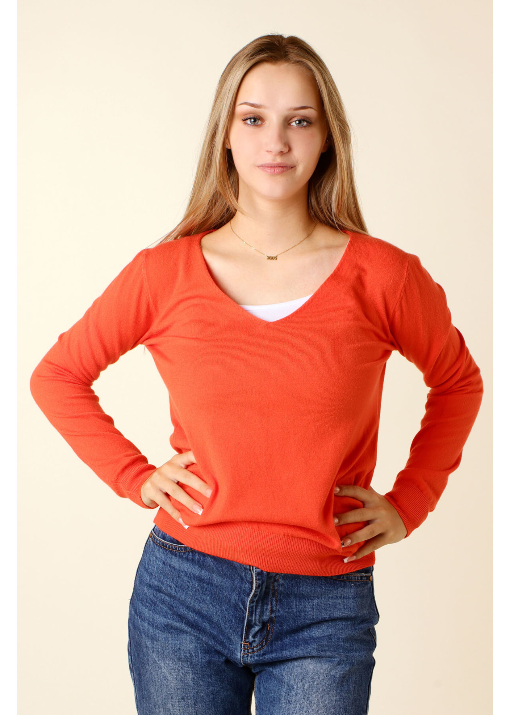 CC Fashion PULL V-Collar - ORANGE