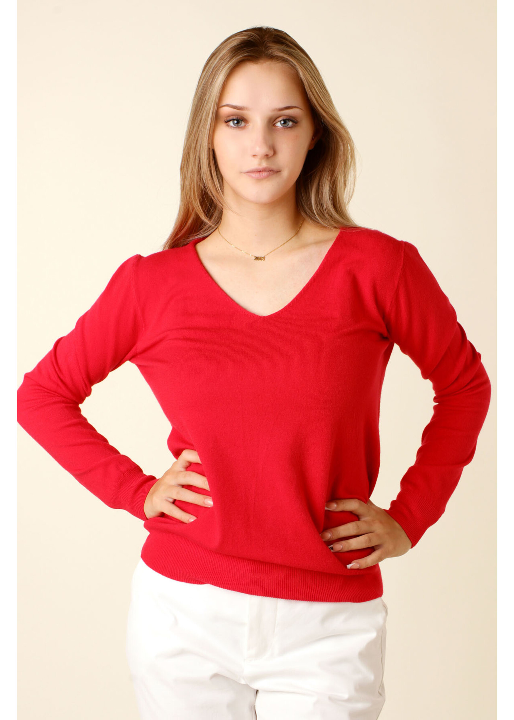 CC Fashion PULL V-Collar - RED