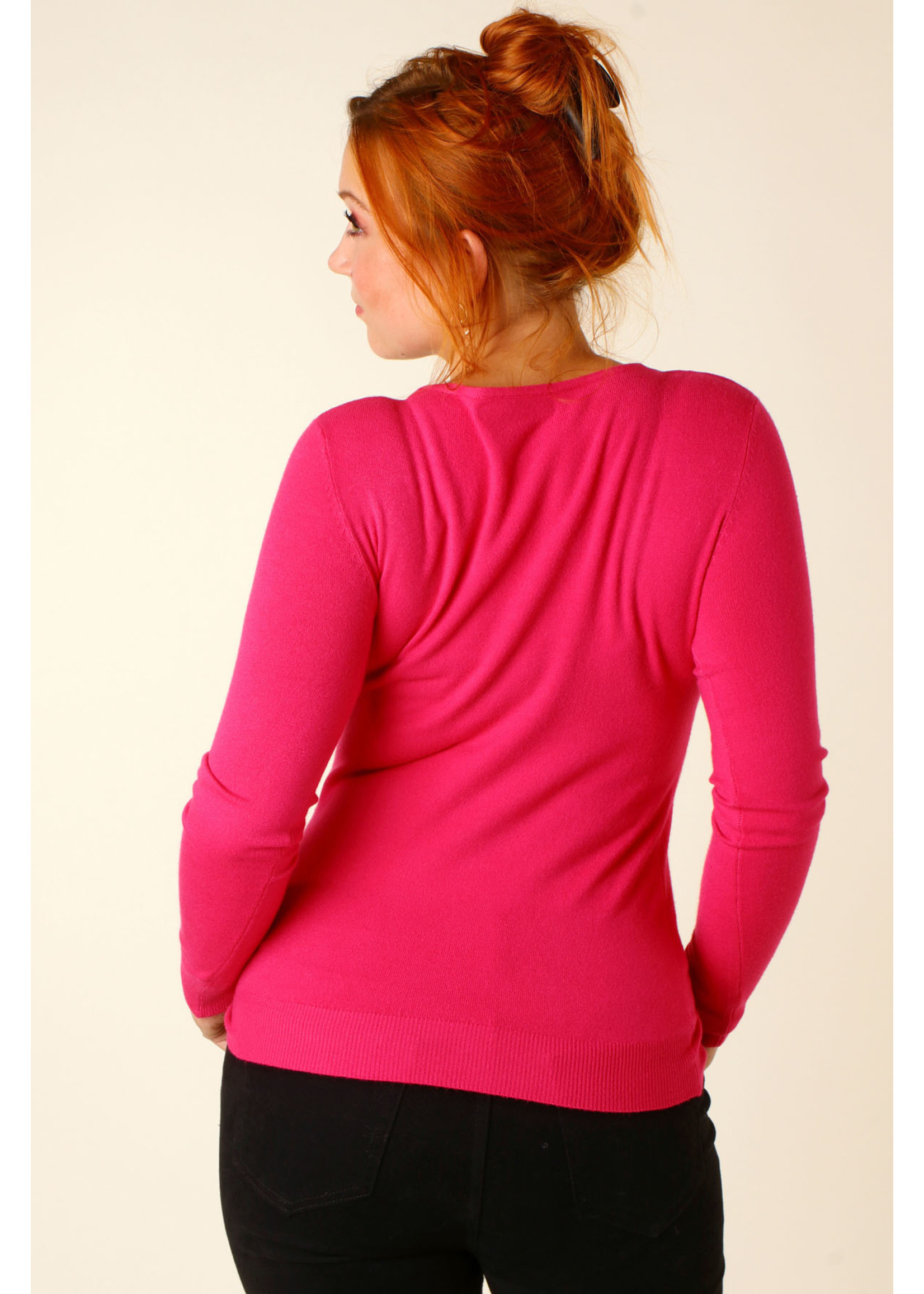 CC Fashion PULL V-Collar - FUCHSIA