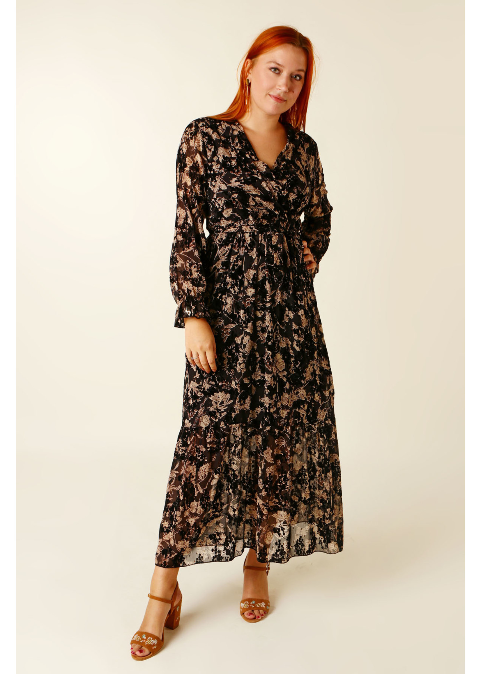 Alyra Boho Vintage Dress - ZWART/BEIGE - TU