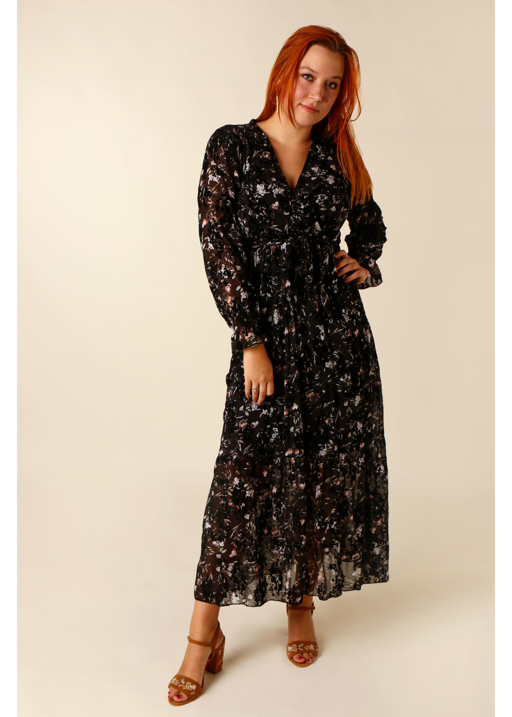 Alyra Boho Vintage Dress - ZWART/GROEN - TU