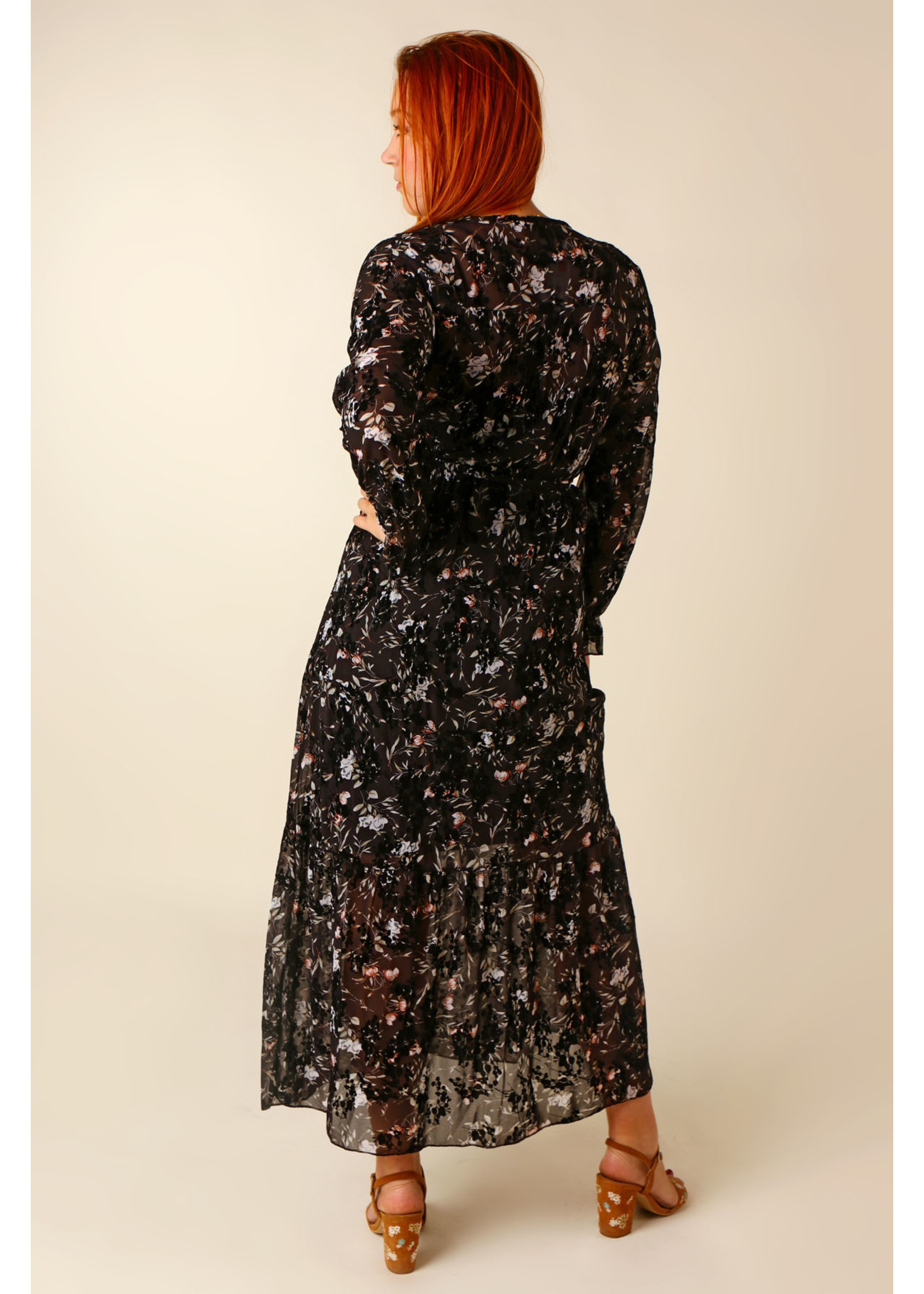 Alyra Boho Vintage Dress - ZWART/GROEN - TU