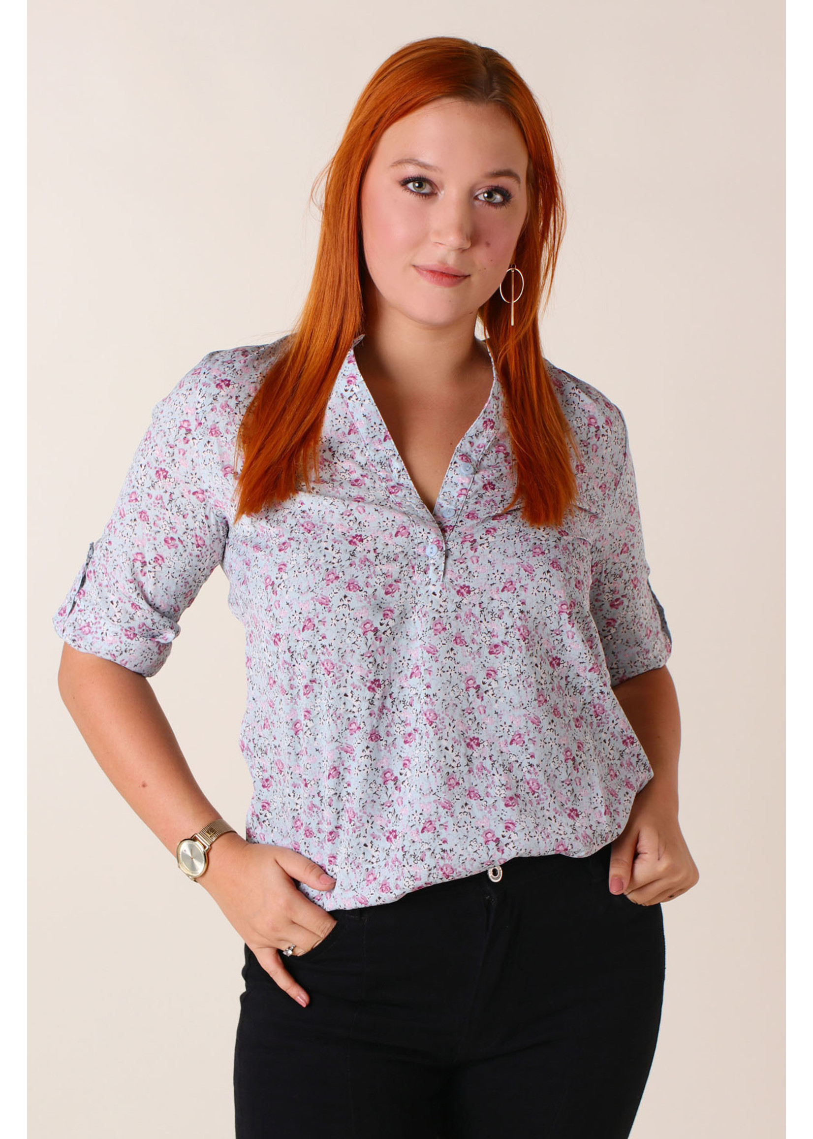 Moocci Flower Shirt - LIGHT BLUE