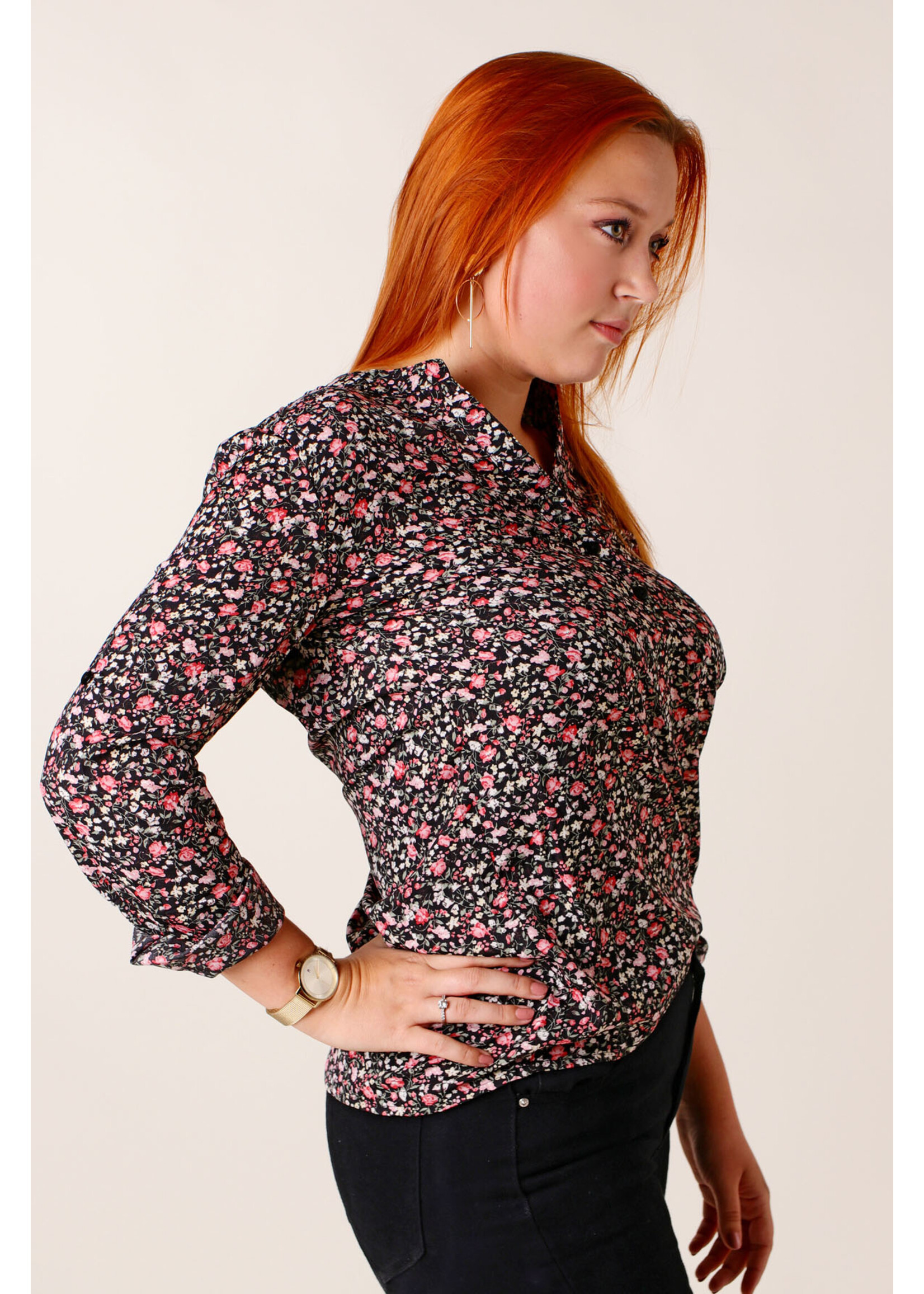 Moocci Flower Shirt - BLACK