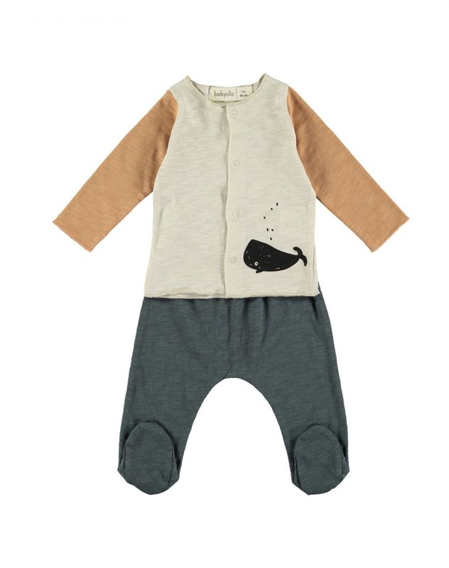 Babyclic JACKET + FOOTED PANTS –WHALE