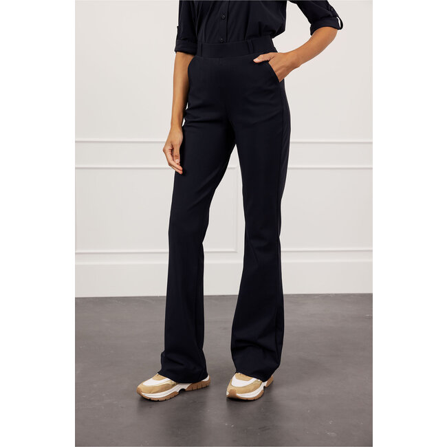Studio Anneloes FLAIR LONG BONDED TROUSERS – DARK BLUE