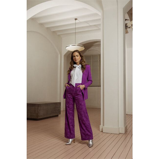 Studio Anneloes Lexie jacquard bonded trousers purper