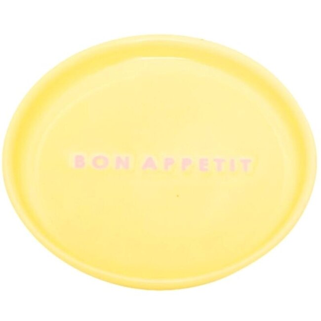 Ceramic petit four plate BON APPETIT lemon yellow