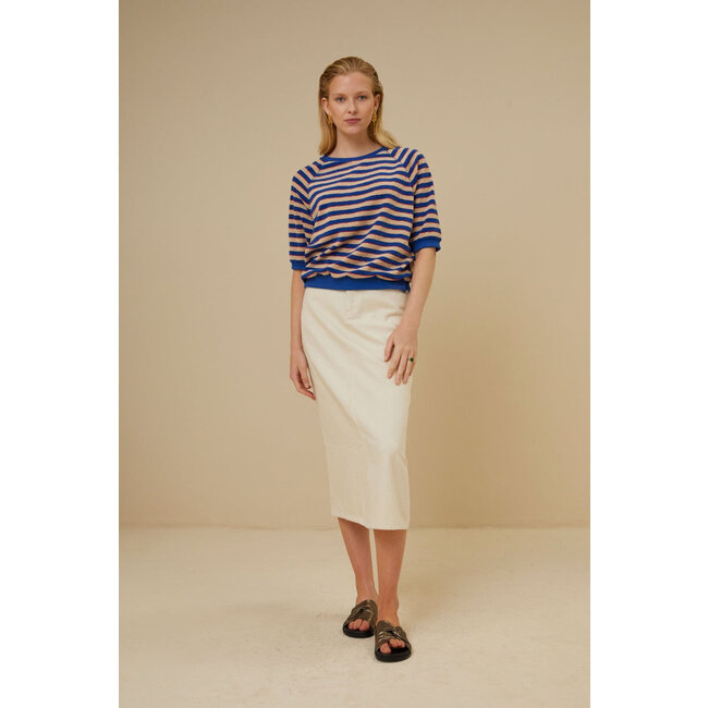 BY BAR Neva slub stripe top kingsblue