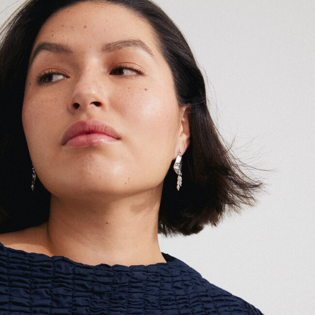 Pilgrim BLOOM recycled earrings white/silver-plated