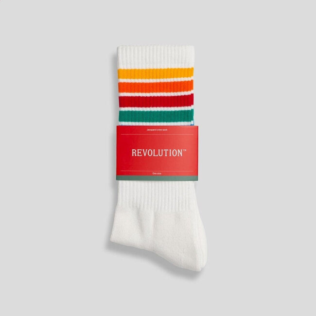 RVLT Jaquard Crew Sock White
