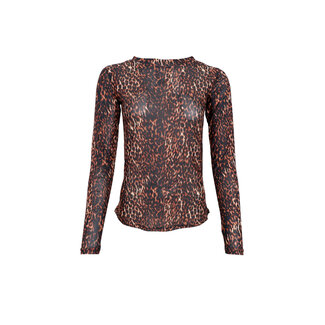 Black Colour Bcannie mesh blouse Brown Leo