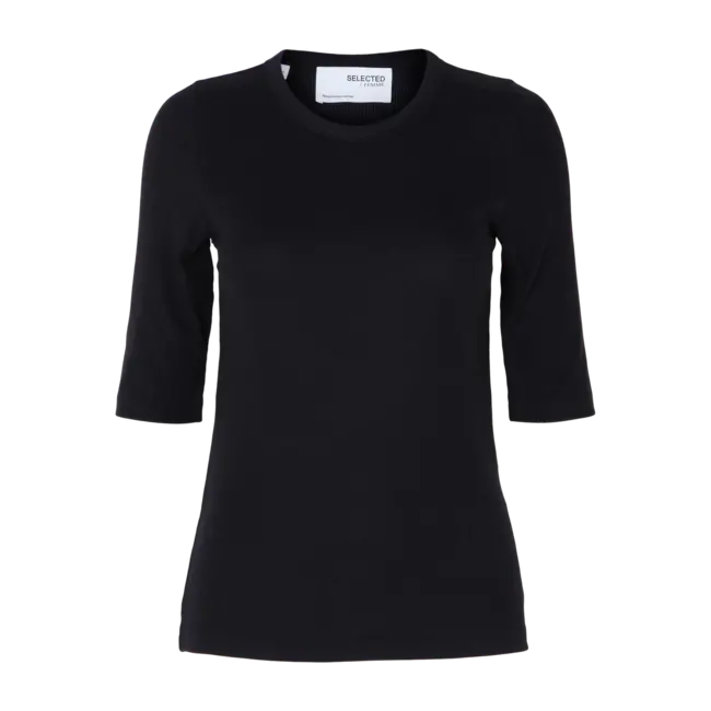 Selected Femme SLFDIANNA 2/4 O-NECK TOP Black