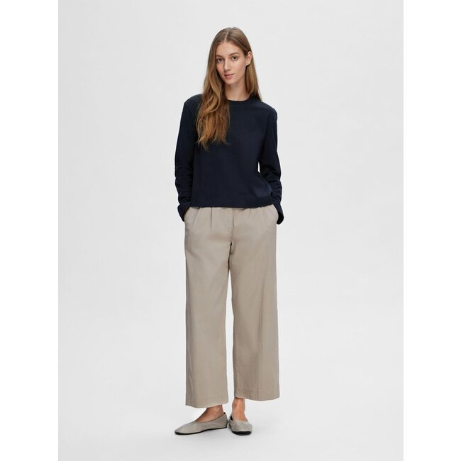 Selected Femme SLFESSENTIAL LS BOXY TEE NOOS Dark Sapphire