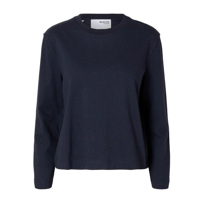Selected Femme SLFESSENTIAL LS BOXY TEE NOOS Dark Sapphire