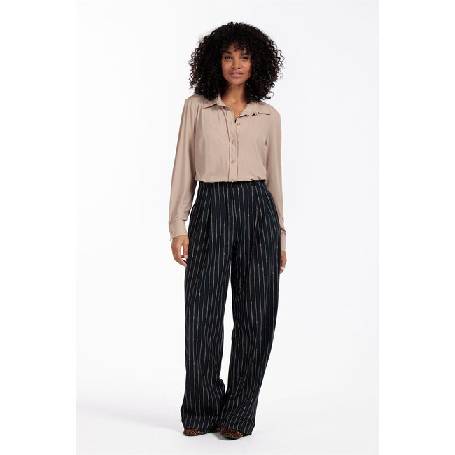 Studio Anneloes Jobke pinstripe trousers black/latte
