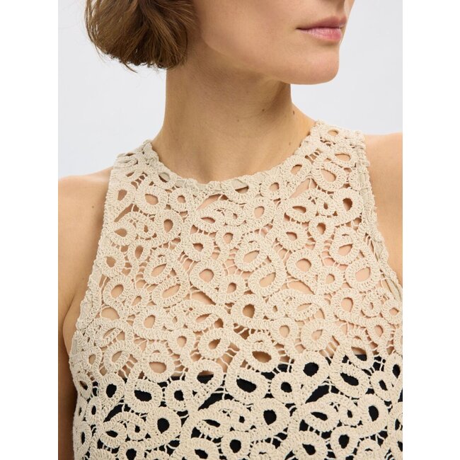 Selected Femme SLFALIMA SL CROCHET TOP B Sandshell