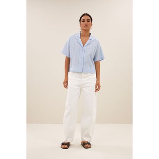BY BAR jake stripe chambray blouse light blue stripe
