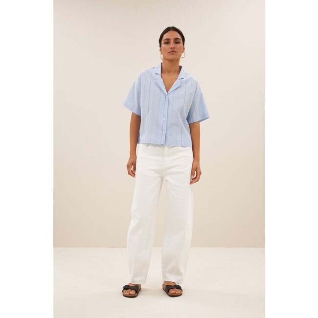 BY BAR jake stripe chambray blouse light blue stripe