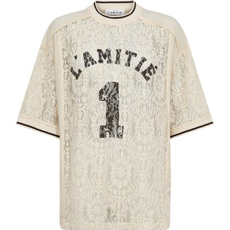 HAUTE L'AMITIÉ Lace Football Tee Pearl