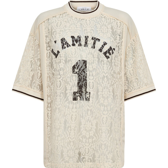 HAUTE L'AMITIÉ Lace Football Tee Pearl