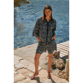 Studio Anneloes Noralie broderie shorts dark blue/off white