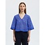 Selected Femme SLFLAERKE 3/4 CROPPED BRODERI ANG TOP B Dazzling Blue