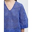 Selected Femme SLFLAERKE 3/4 CROPPED BRODERI ANG TOP B Dazzling Blue