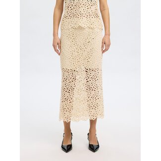 Selected Femme SLFALIMA HW MIDI CROCHET SKIRT B Sandshell