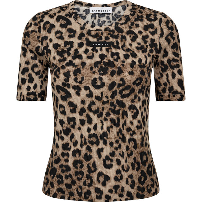 HAUTE L'AMITIÉ Leo Rib Badge Tee Leopard