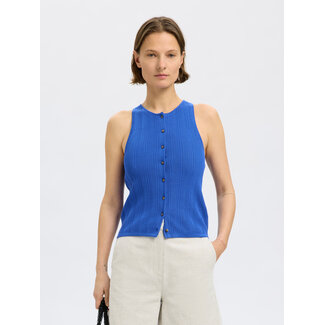Selected Femme SLFTRIXIE SL KNIT BUTTON TOP Dazzling Blue