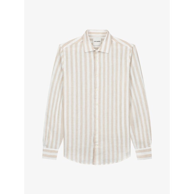 Van Harper SHIRT LINEN STRIPE LS WIDE SAND STRIPE
