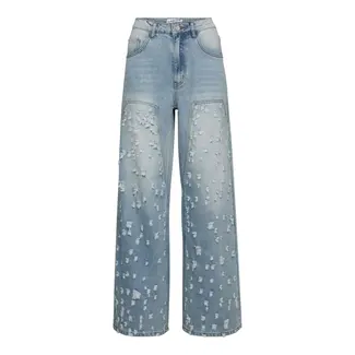 HAUTE L'AMITIÉ Bleach Distressed Patch Tall Jeans Bleached Denim