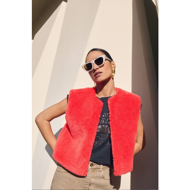 BY BAR wolly red gilet poppy red