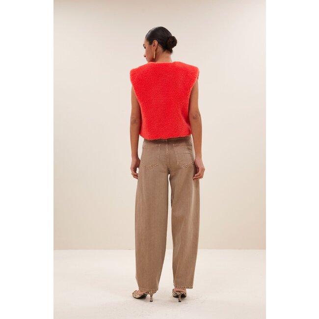 BY BAR wolly red gilet poppy red