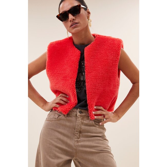 BY BAR wolly red gilet poppy red