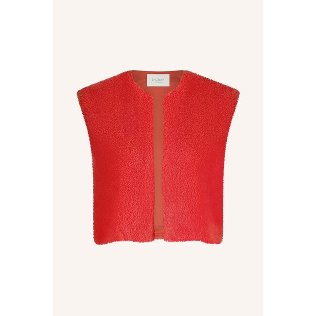 BY BAR wolly red gilet poppy red