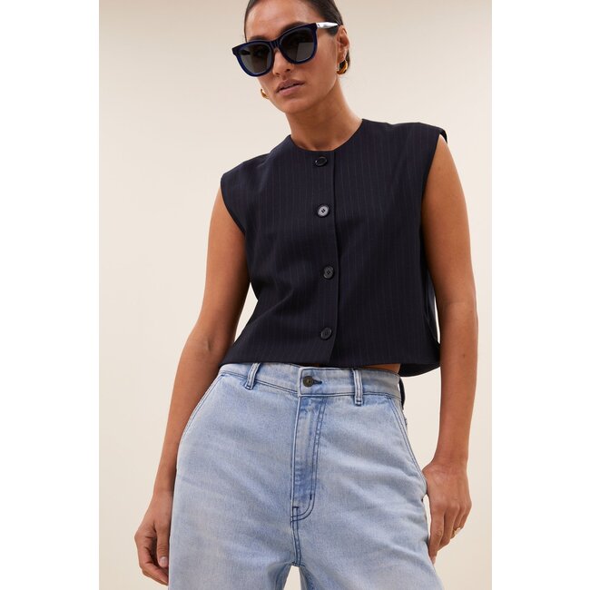 BY BAR nori pinstripe gilet midnight